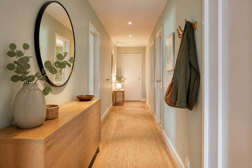 Créer un couloir apaisant : couleurs, éclairage et rangements pour un passage plus serein